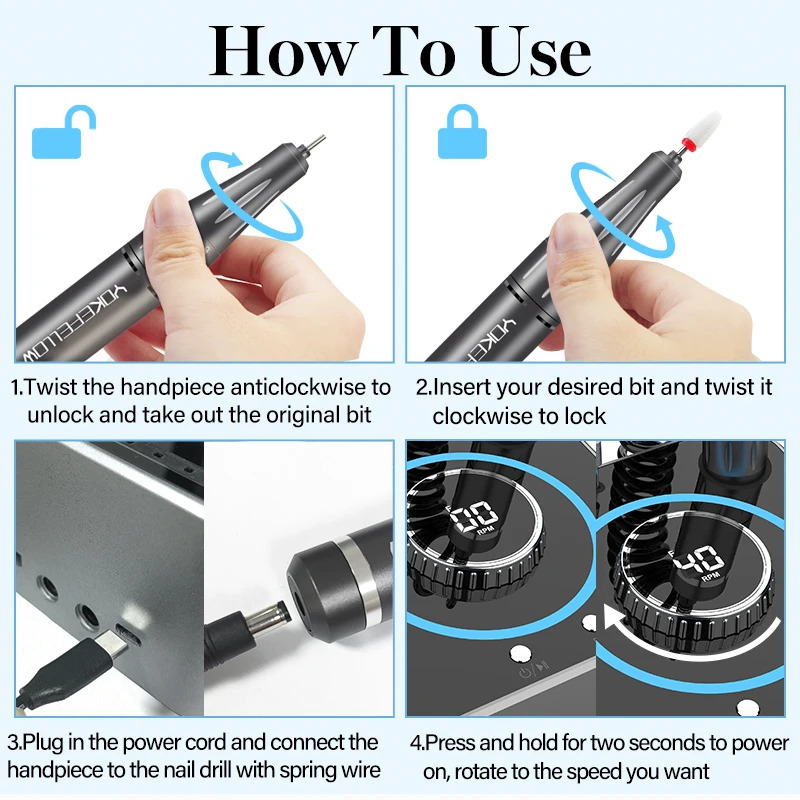 Nail Art Equipment 40000RPM Electric Nail Drill Professional Manicure Machine With Brushless Motor Nails Sander Set Nail Salon Polisher Equipment 2312