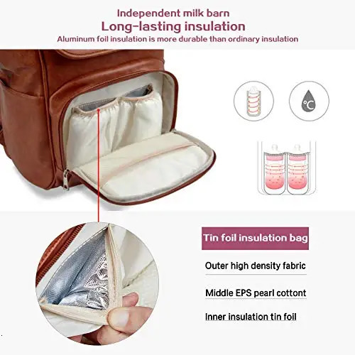 Diaper Bags PU Leather Diaper Bag Backpack Unisex Baby Travel Bag with Changing Mat Large Capacity Travel Diaper Backpack for Mom 231206