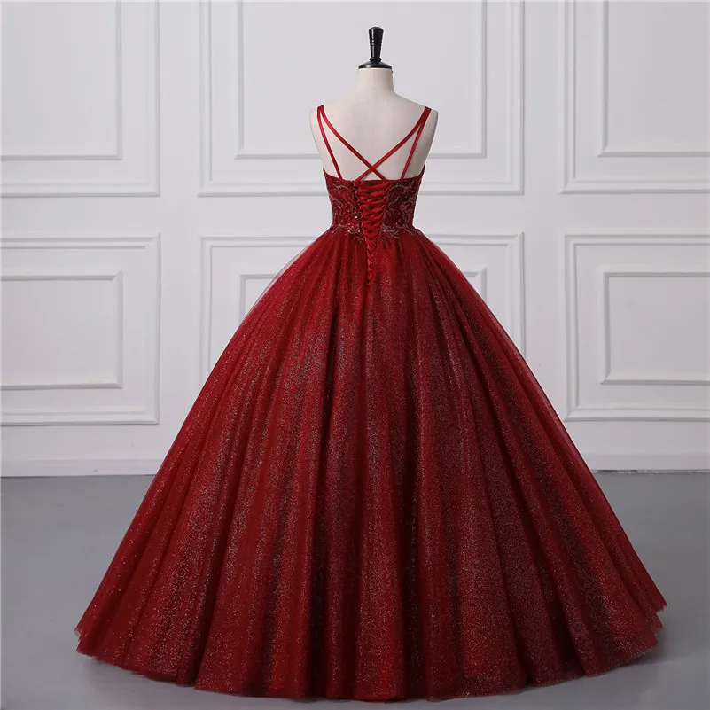 Shiny Bury Ball Gown Quinceanera Dresses Sexy Spaghetti Straps Backless Sequins Appliques Ong Prom Evening Gowns For Teens Bm3505 127