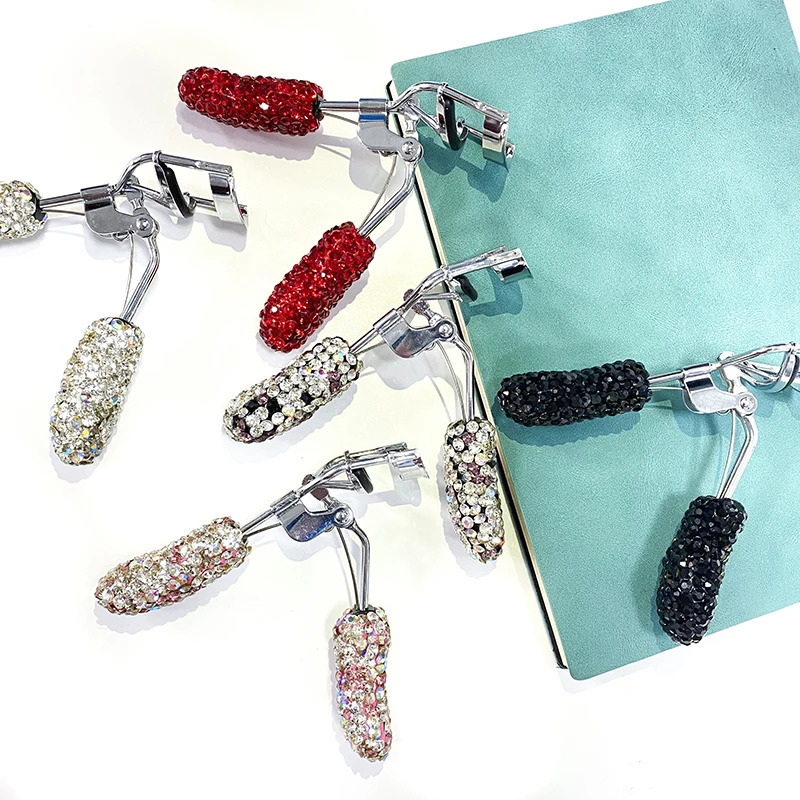 Eyelash Curler Bling Rhinestone Protable Colorful Eyelashes Curler Tweezer Curling Eye Lashes Clip Cosmetic Beauty Makeup EyelashesTool 231202