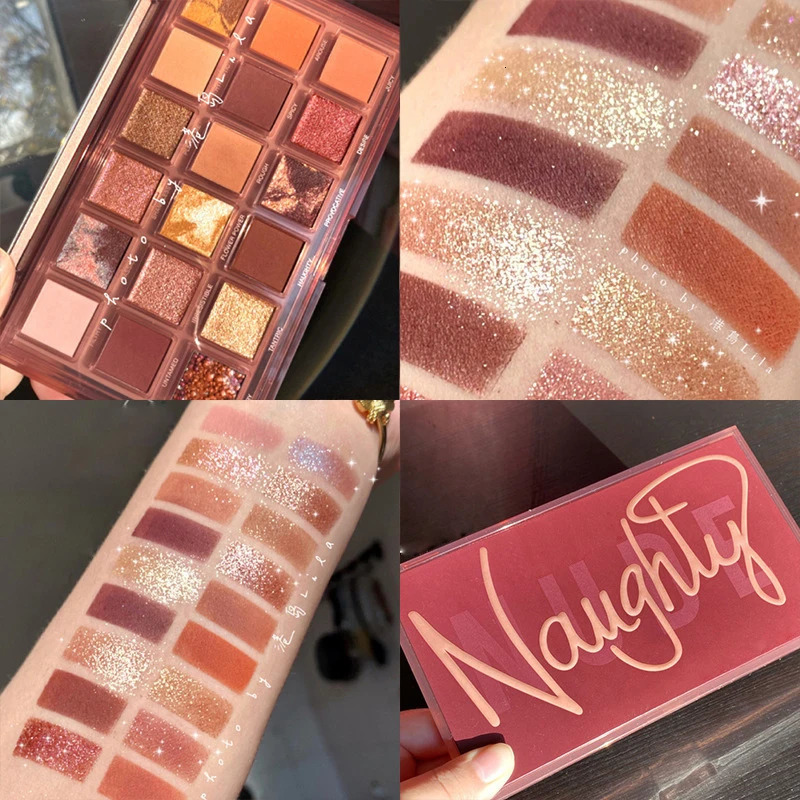Eye Shadow Huda Naughty Nude Eyeshadow Palette Neutral 18 Color Shimmer Matte Metallic Long Lasting Waterproof Pigment Makeup 231207