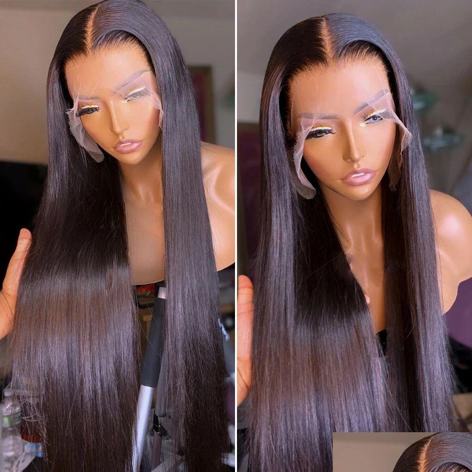 Synthetic Wigs 360 Lace Frontal Straight Human Hair Brazilian 28 30 Inch Front Closure Wig For Women Drop Delivery Products Dho9B