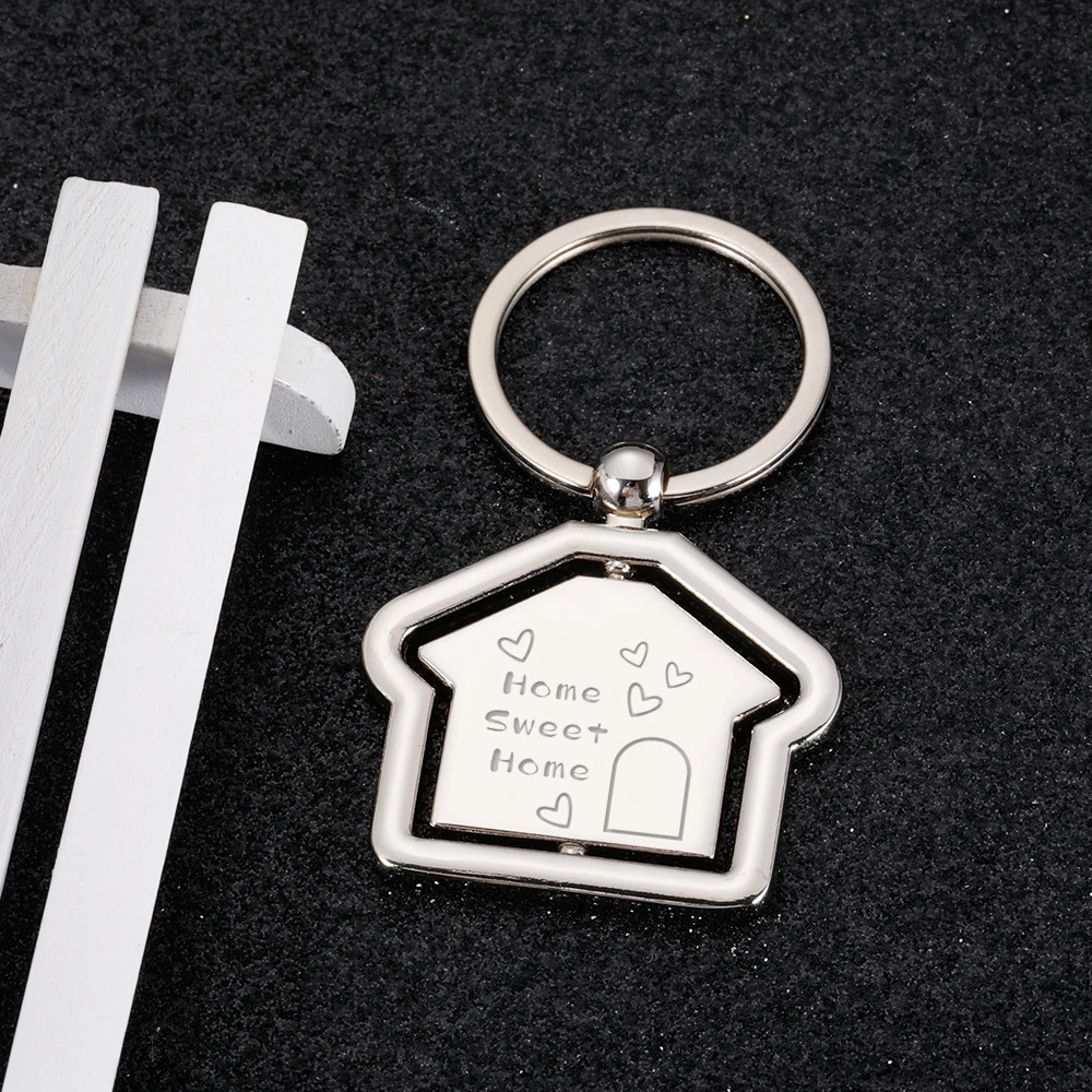 Key Rings Rotate Home Keychain Personalized Keyring Customized Text for Boyfriend Girlfriend Couple Anniversary Gift Bag charm Jewelry 231206