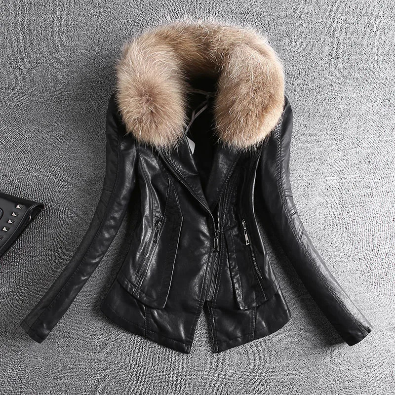 Women's Jackets 2023 Spring Autumn Real Fur Leather Jacket Women Small Coat SlimFit PU AllMatch Casual Motorcycle 231206
