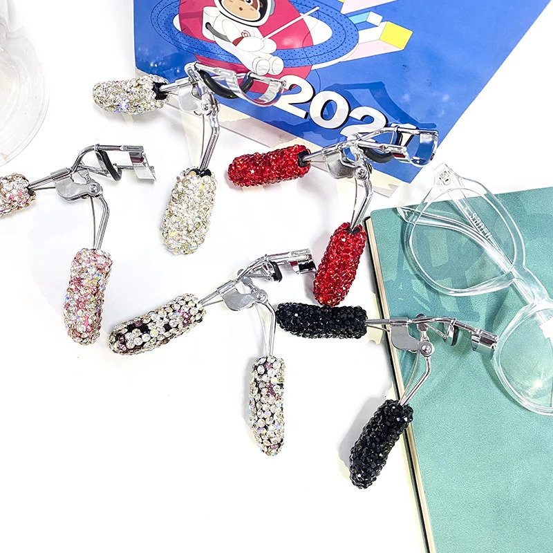 Eyelash Curler Bling Rhinestone Protable Colorful Eyelashes Curler Tweezer Curling Eye Lashes Clip Cosmetic Beauty Makeup EyelashesTool 231202