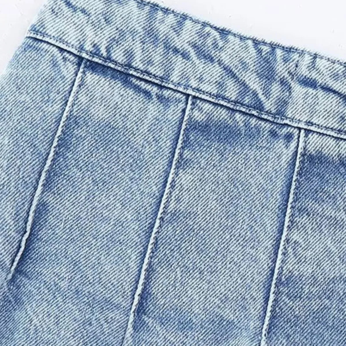 Skirts 2023 Bazaleas Store Traf women s Side Zipper Mujer Pleated Denim Mini Skirt Official Clothing 231206
