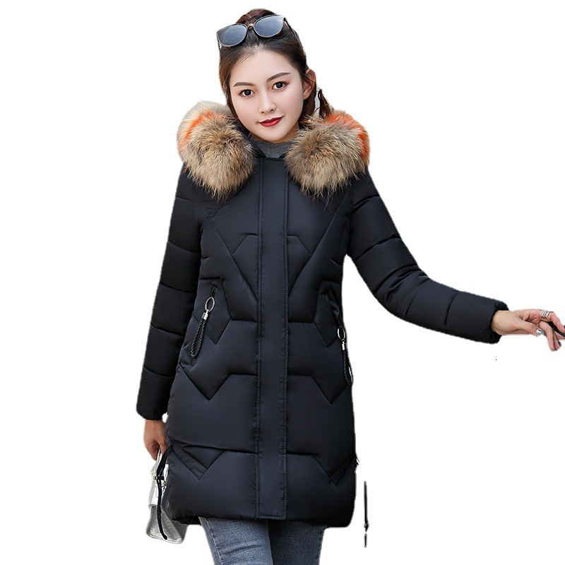 Women's Down Parkas Women's 2022 Winter New Cotton Coat Women's Thickened Mid length Slim Fit Cotton Coat Women's Korean Edition W