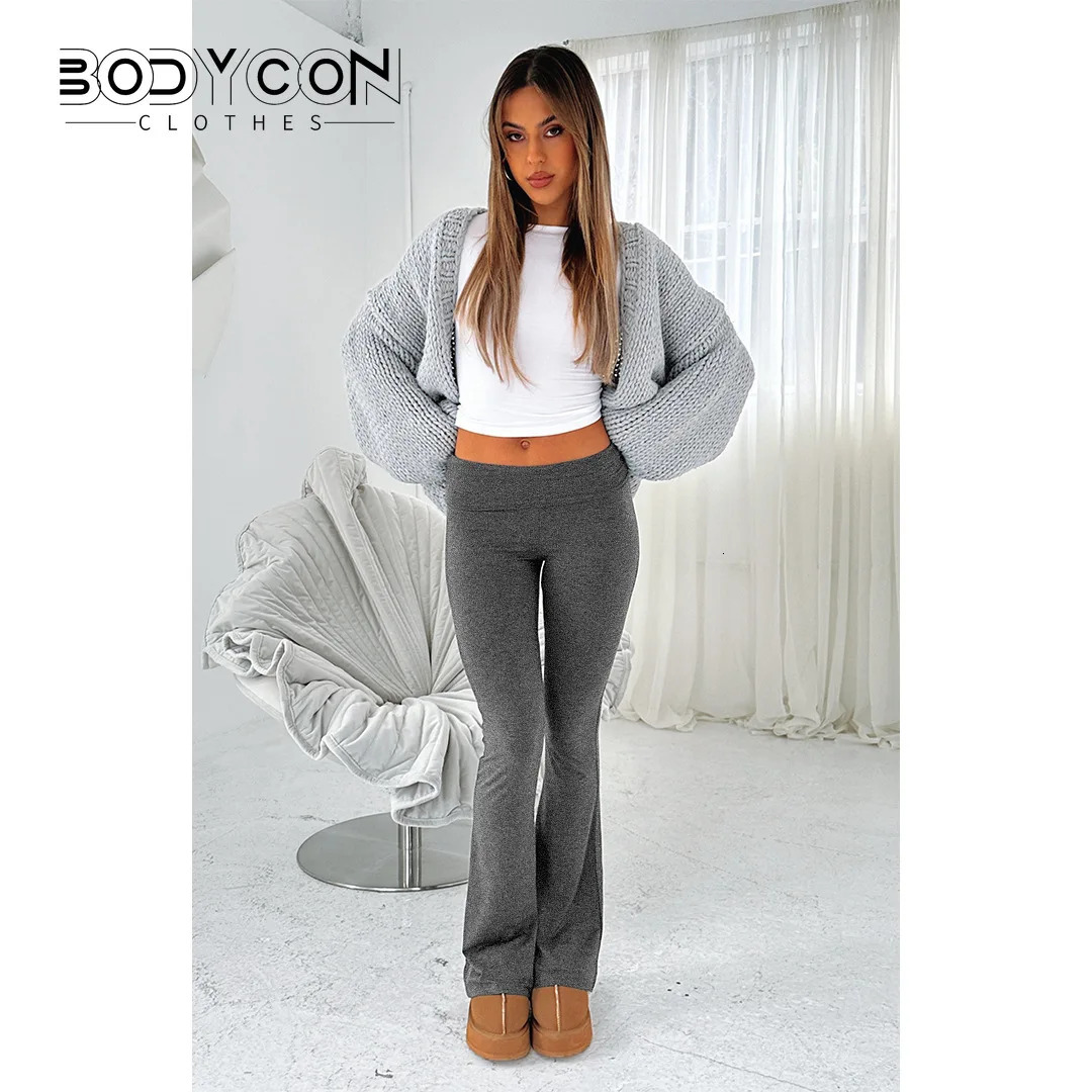 Women's Pants 's Solid Woman Slim Fitting High Waisted Streetwear Casual Flare Pant Clothes Full Length s Trousers 231206