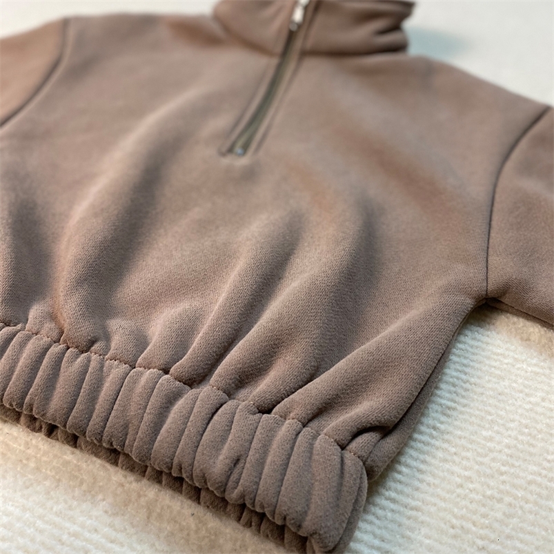 Clothing Sets Children s Fleece Suits Half Zipper Insulate Sportwear Autumn Baby Boy Girl Clothes Set Pullover Sweater Jacket Top Pants Outfit 231206