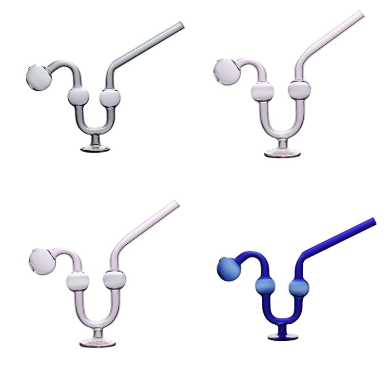 Traditional Style Glass Oil Burner Pipes With Dual Bowl Blend Hand Pipe Smoking Water Accessories