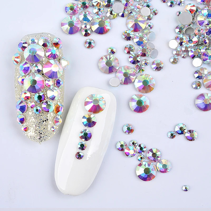 Nail Art Decorations SS3ss16 1440pcs Clear Crystal AB gold 3D Non Fix FlatBack Nail Art Diamond Decorations Shoes Dancing Rhinestone Decoration 231207