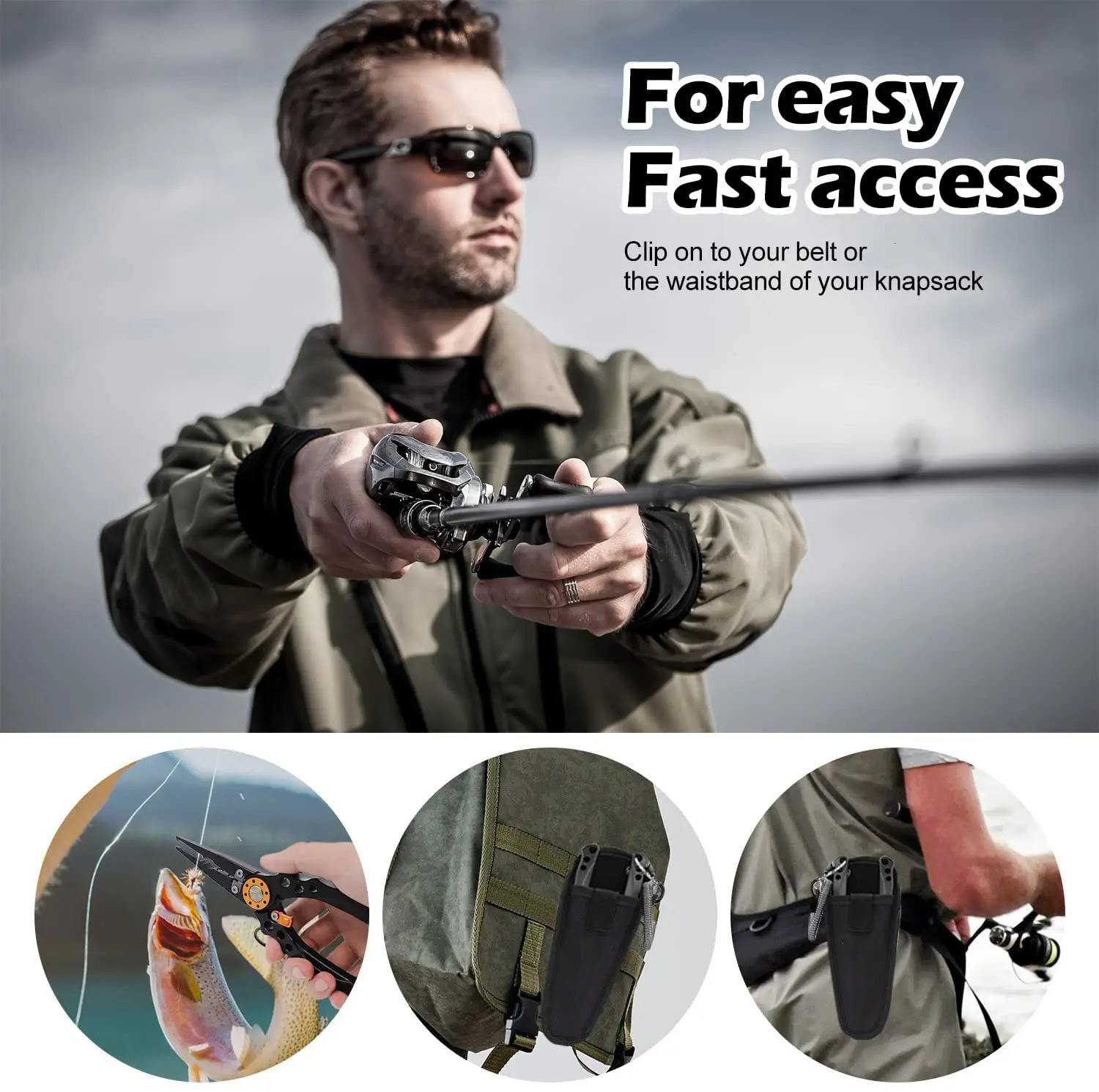 Fishing Accessories Fishing Pliers Hook Remover Stainless Steel Cutters and Lightweight Aluminum Handles Fish Gear Tools with Sheath Lanyard 231207