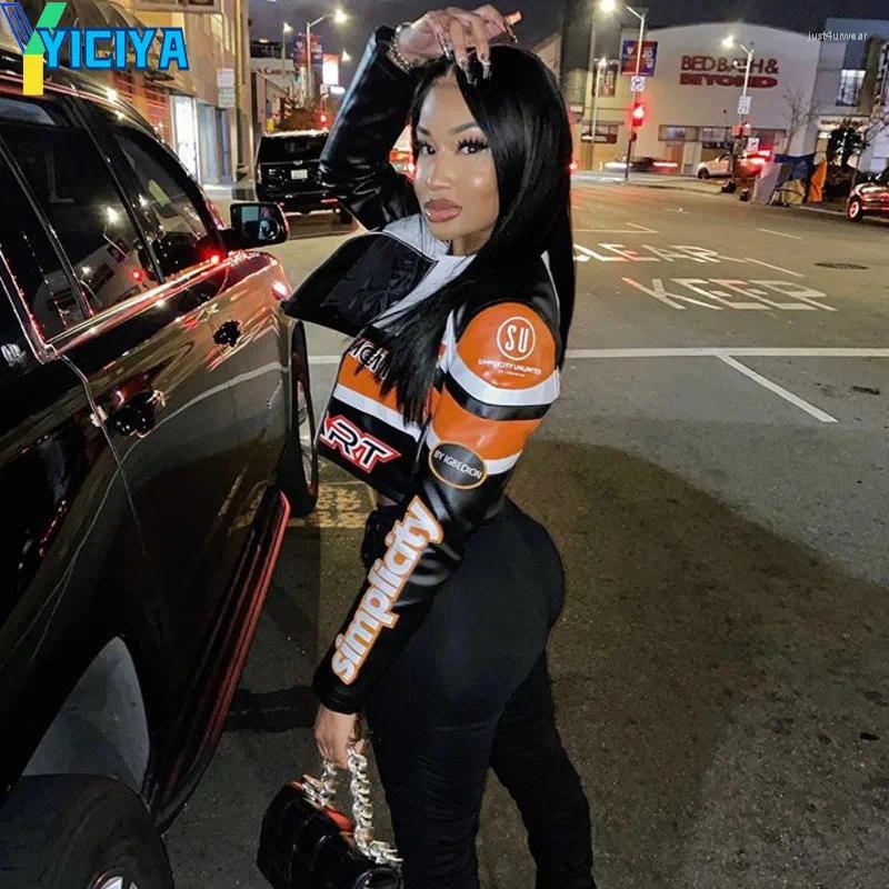 Women's Jackets Leather Jacket Bomber Women Varsity Outerwear Y2k Vintage Racing American Baseball Coats