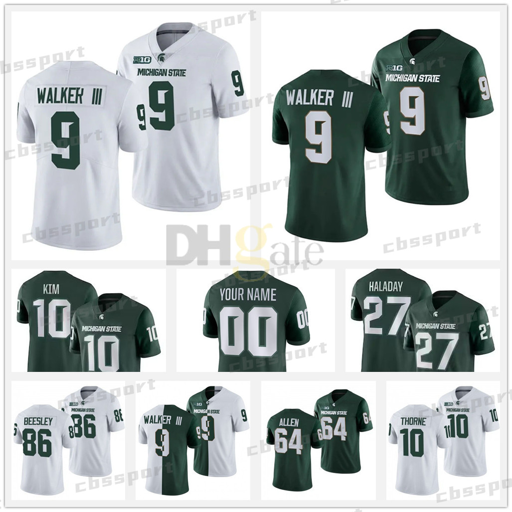 9 Kenneth Walker III Michigan State College Football Jersey Spartans Jayden Reed Jayden Reed Matt Coghlin Matt Dotson Brandon Wright Shakur Brown Tre Mosley Jerseys