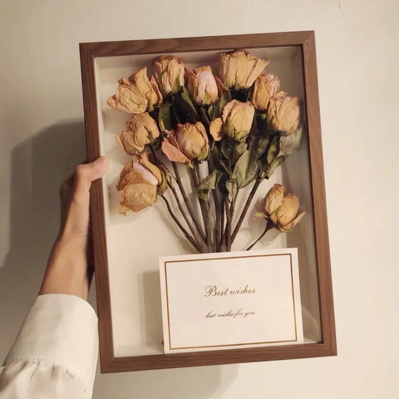 Frames Glass Specimen Po Frame Creative Dried Flower Picture Display Board Bedroom Living Room Decor Simple Desktop Ornament 231207