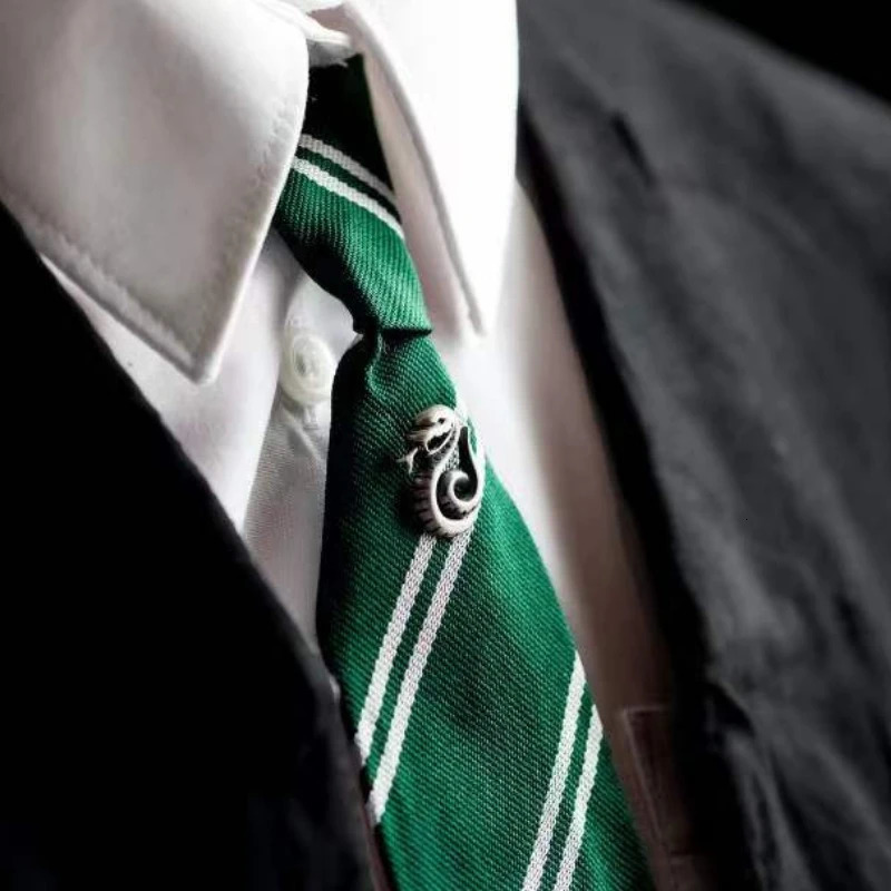 Pins Brooches 925 Sterling Silver HP Potters Wizard Malfoy Family Snake Magic School Badge Brooch Pin Cosplay Jewelry Necktie Pins 231204