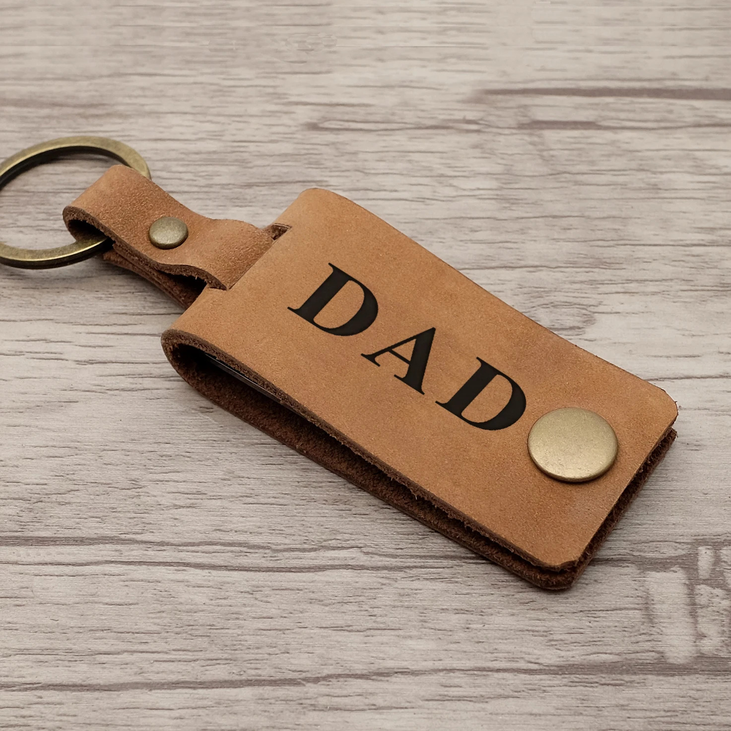 Key Rings Personalised Dad Po Keyring Leather Keychain Father's Day Daddy Gift Picture Engraved For His Her 231206