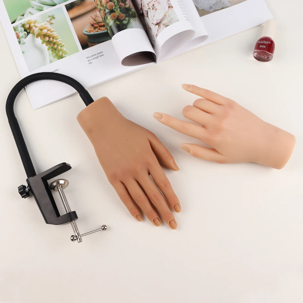 Nail Practice Display Silicone Hand Model for Nail Art Manicure Practice Hand with Stand Hand for Training Nail Display Nails Accesories 231202