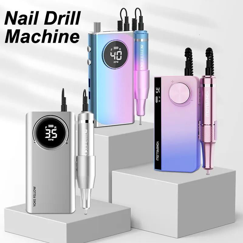 Nail Art Equipment 4000035000RPM Portable Electric Nail Drill Machine With LCD Display Nails Sander For Acrylic Gel Polish Rechargeable Nail Tool 2312