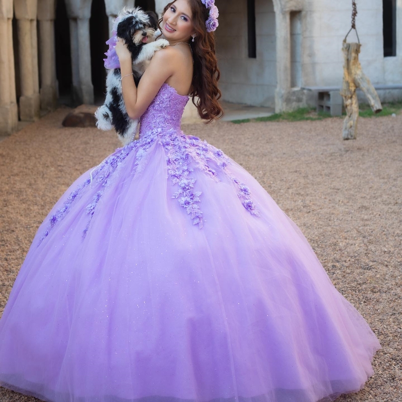 Shiny Lavender Quinceanera Dresses Ball Gown Off The Shoulder Corset Crystal Beading Appliques Lace Vestidos De Anos