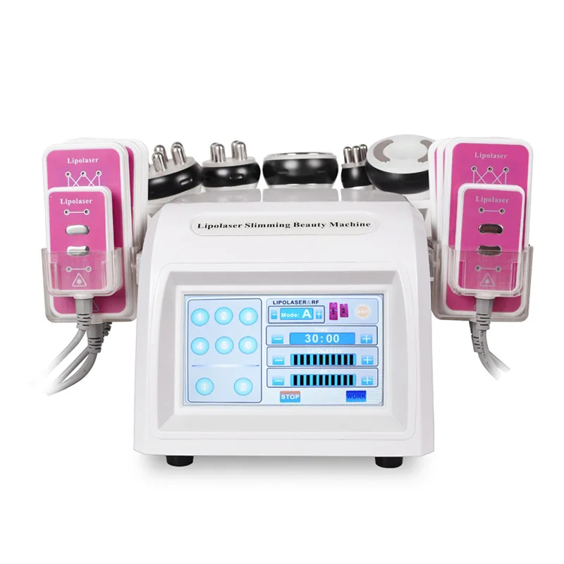 Salon 6 In 1 Slimming Machine Vacuum Laser Radio Frequency Rf 40k Body Cavitation Lipo Liposuction Ultrasonic skin whitening Firming System Fat Loss W