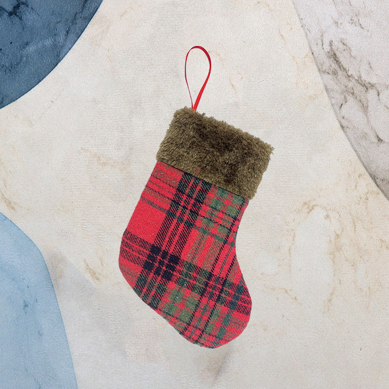 Red Fabric Christmas Stockings - Set of 12 PCS, 7-Inch Each