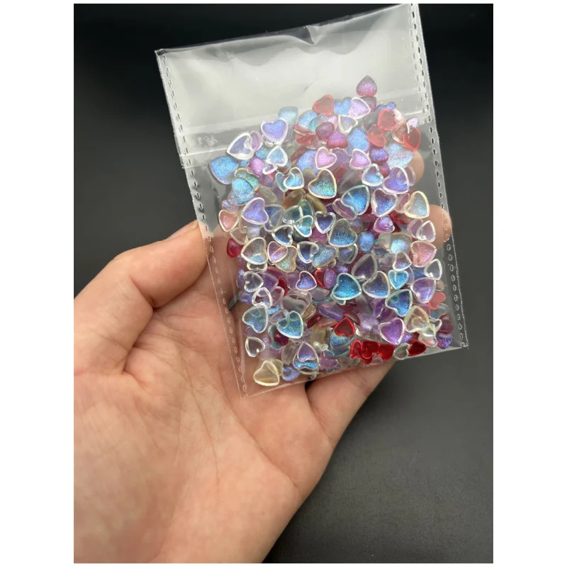 Nail Art Decorations 50pcs Bulk Exquiste Resin Heart Nail Charms Rhinestone Kawaii Love Mix Sizes Nail Art Decorations DIY Manicure Ornament Supplies 
