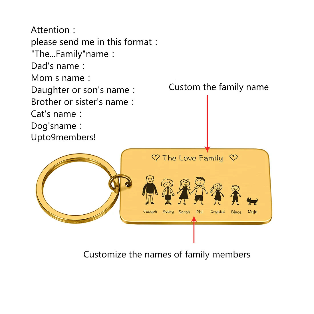 Key Rings Family Cute Keychain Customized Member Name Personalized Pattern Keychains Gifts for Parents Children House Pendant 231206