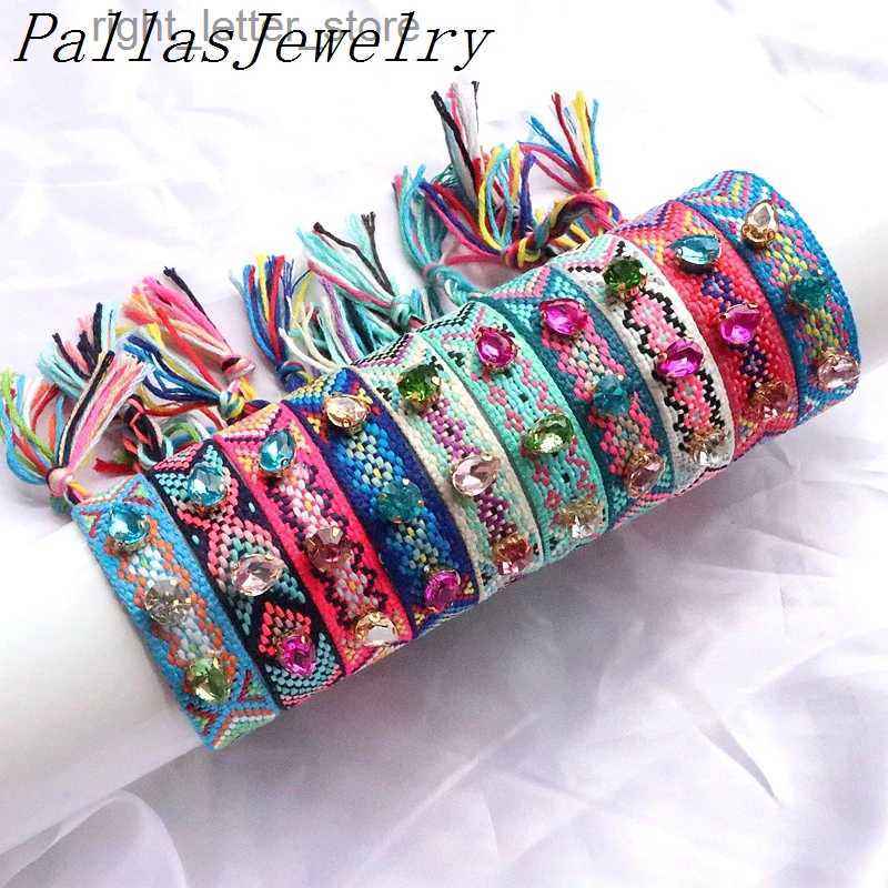 Chain 8Pcs Beautiful Colorful Handmade Woven Bracelet With CZ Zircon Vintage Braided Rope Tassel Bracelets Friendship Jewelry Gift YQ231208