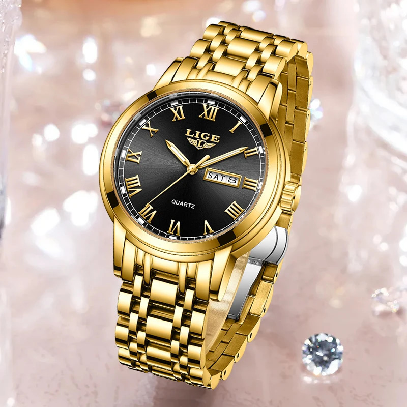 Other Watches LIGE 2023 Gold Watch Women Ladies Creative Steel Women's Bracelet Female Waterproof Clock Feminino 231207