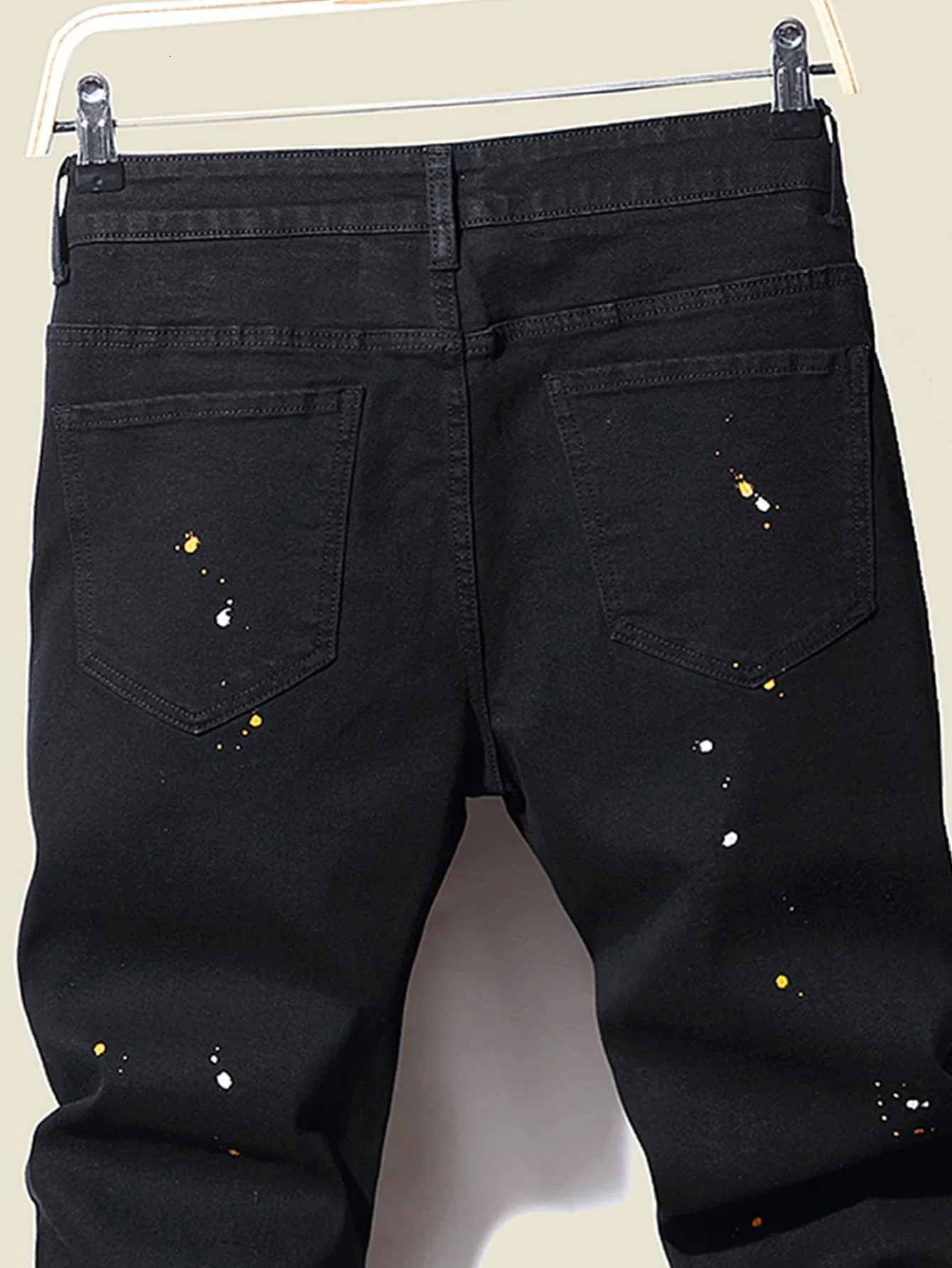 Mens Jeans Fashion Street Style Ripped Skinny Jeans Men Vintage wash Solid Denim Trouser Mens Casual Slim fit pencil denim Pants 231208