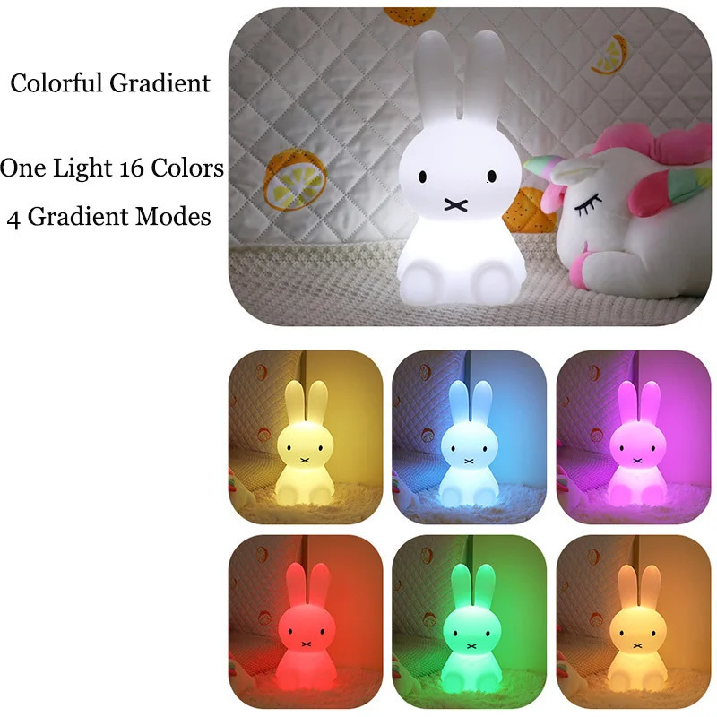 Cords Slings and Webbing Cute 3D Night Light Kawaii Anime Cartoon Bunny Eye Protection Rechargeable Desk Lamp Bedroom Children Bedside Camp 231208