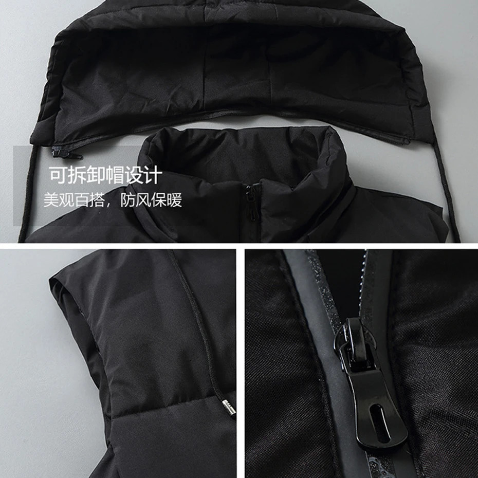 Men s Vests Winter Men Thick Warm Vest Plus Size 10XL Fashion Casual Solid Color Hooded Sleeveless Jacket Big 231208