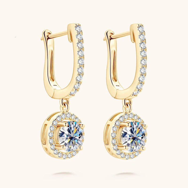Hoop Huggie Anziw Women Hoops 925 Silver Gold Drop Earrings Dangle Real Earring Original GRA Certified Wedding Jewelry Gifts 231207