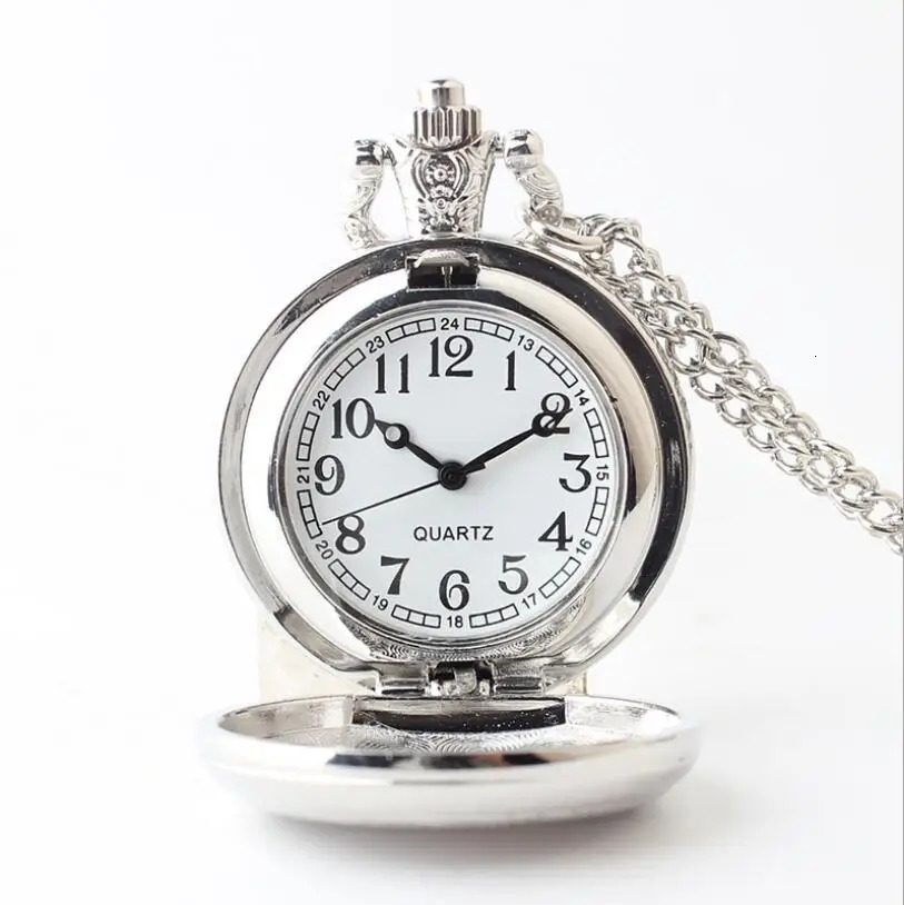 Pocket Watches 10pcs/lot Steampunk Vintage can DIY sticker picture epoxy Pocket Watch Necklace pendant xmas friend party gift 231207