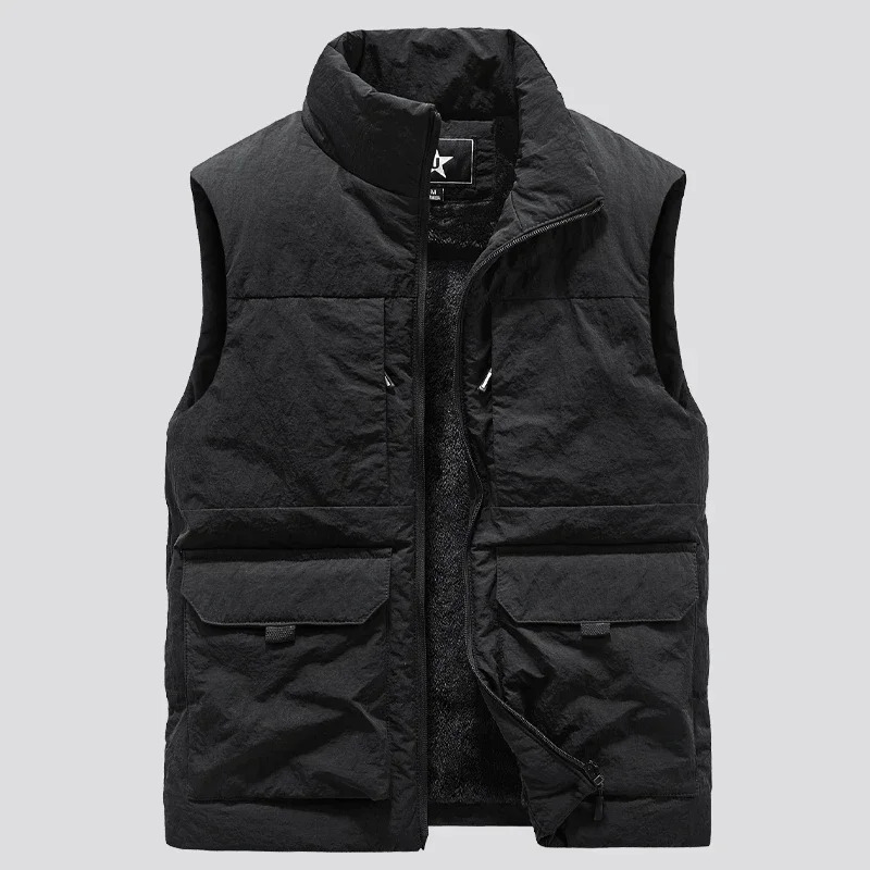 Men s Vests Winter Fashion Wool Workwear Vest Male Cotton Padded Coats Sleeveless Jackets Warm Multiple Pockets Waistcoats 231208