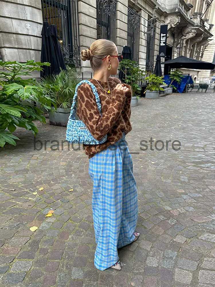 Women's Knits Tees Vintage Patchwork Print Knitwear For Women Fashion Chic O Neck Long Sleeve Jumpers 2023 Autumn Ladies Casual Loose Sweater J23