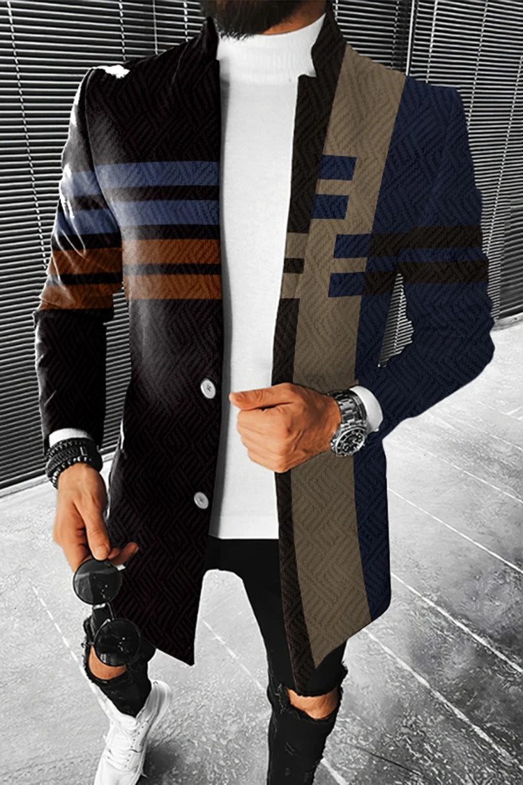 Men s Jackets Fall long coat floral print button lapel Fashion Office Winter Jacket 2023 Casual Nylon overcoat oversized top 231208