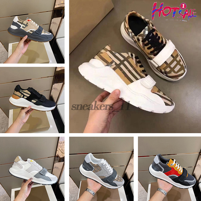 Designer Vintage Checkered Sneakers Luxury Casual Shoes Striped Platform Trainers Flats Outdoor Season Shades Classic Men Burberry Burberry2 HNO9