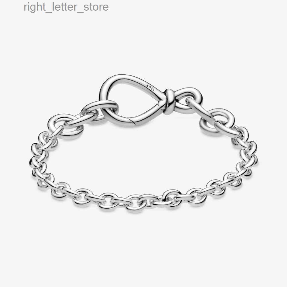 Chain 2020 New 925 Sterling Silver pan Charms Chunky Infinity Knot Chain Bracelet Infinity Knot Bangle For Women DIY Gift YQ231208