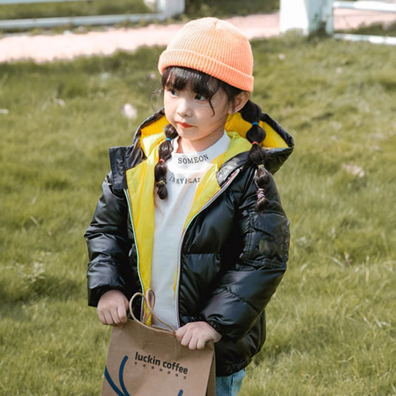 Down Coat Children Winter Duck Down Jacket for Kids Girls Silver Gold Shiny Boys Hooded Coat Baby Clothing Outwear kids Parka Snowsuit 231207