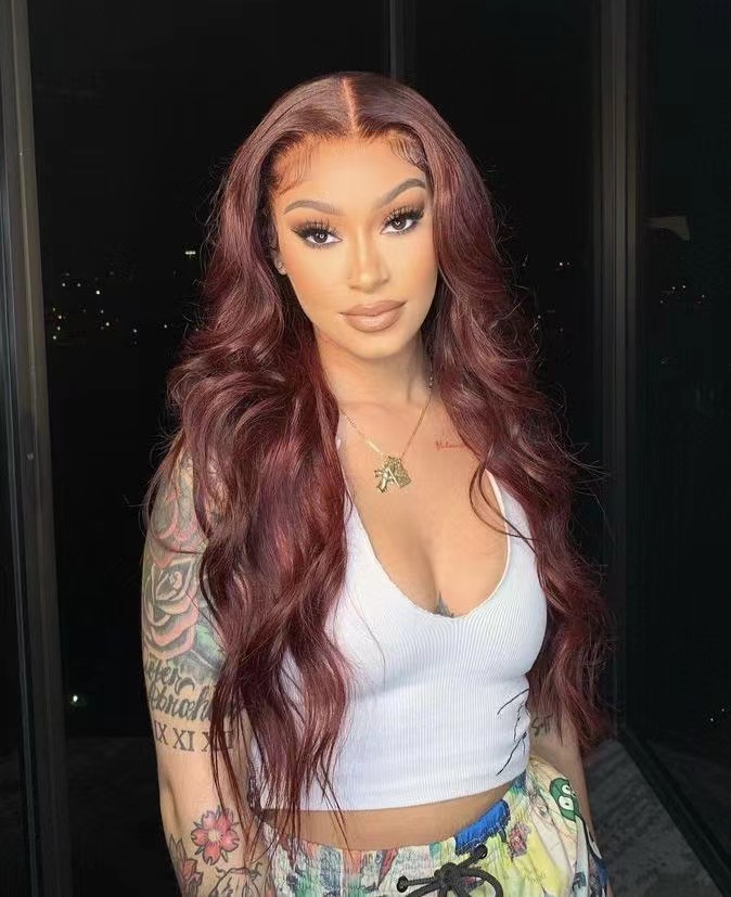 Reddish Brown Body Wave Lace Front Human Hair Wigs HD Transparent Lace Frontal Wigs Human Hair Brazilian Colored Preplucked