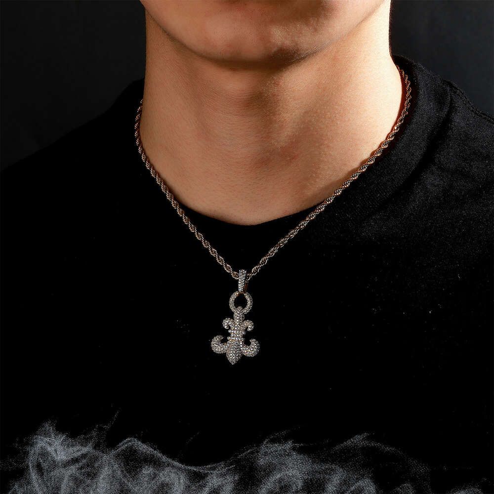 Top Quality Hip Hop Abstract Crown Cz Zircon Pendant Necklace Unisex Collar Sweater Chain Iced Out Crystal Party Bijoux Wolf Tide Necklaces Gifts For 