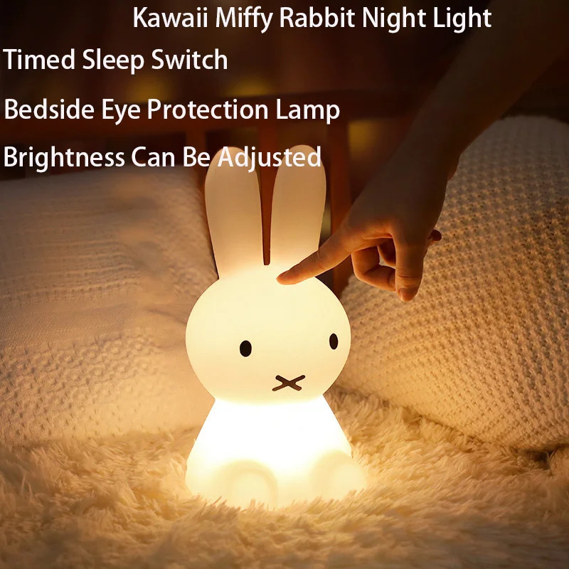 Cords Slings and Webbing Cute 3D Night Light Kawaii Anime Cartoon Bunny Eye Protection Rechargeable Desk Lamp Bedroom Children Bedside Camp 231208
