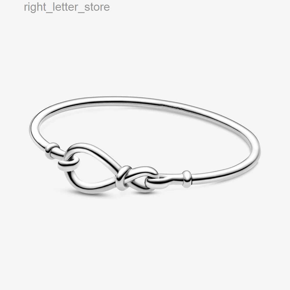 Chain 2020 New 925 Sterling Silver pan Charms Chunky Infinity Knot Chain Bracelet Infinity Knot Bangle For Women DIY Gift YQ231208
