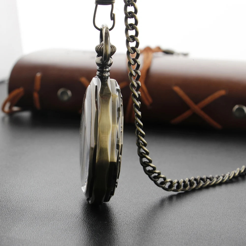 Pocket Watches Antique Moon Phase Flywheel High Quality Mechanical Pocket Watch Retro Men's Necklace Pendant Clock Women's Jewelry Gift 2312