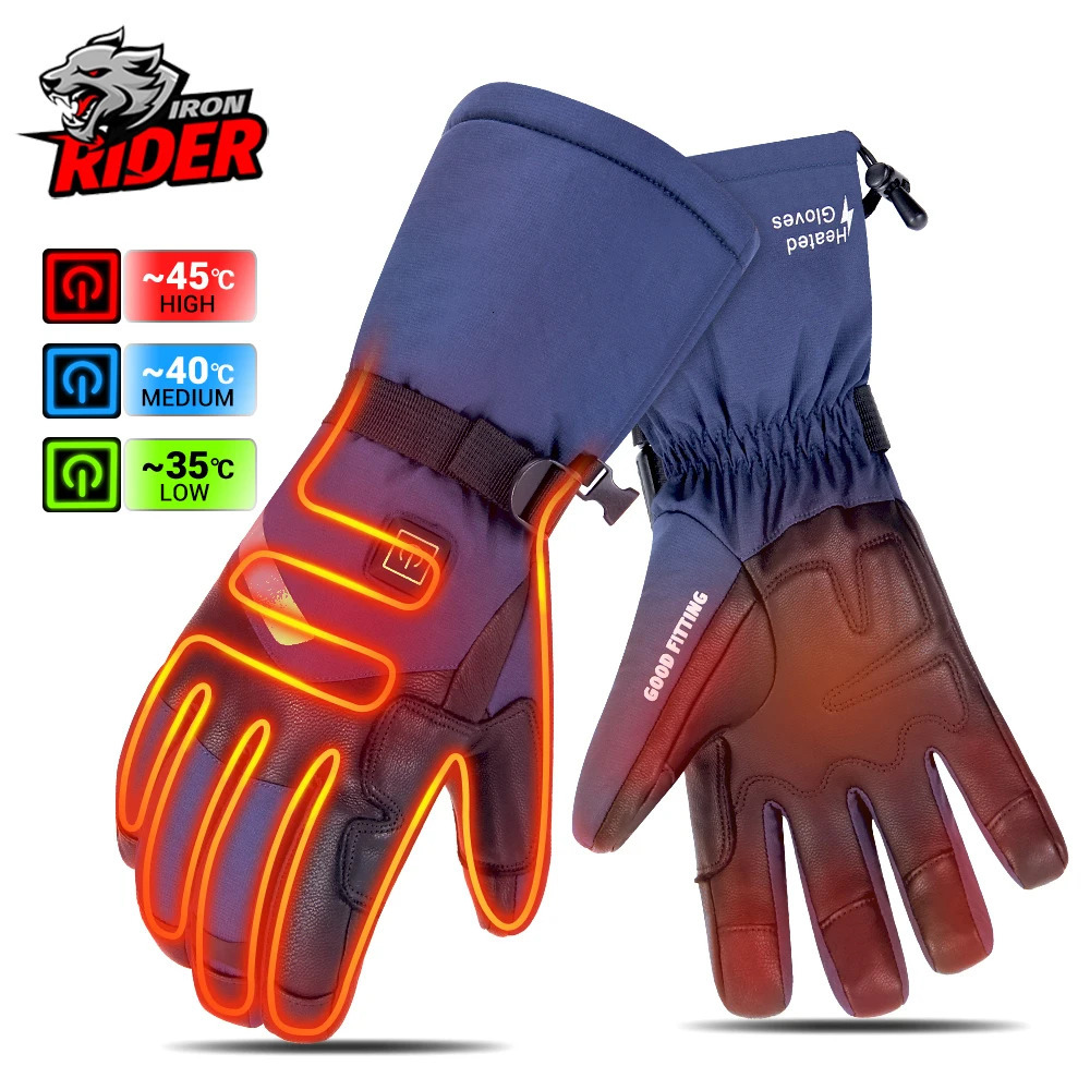 Five Fingers Gloves Heated Motorcycle Gloves Winter Warm Motorcycle Gloves Guantes Moto Heated Gloves Waterproof Rechargeable Heating Thermal Gloves 2