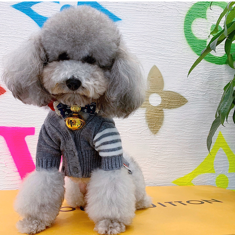 Collegial Style Apparel Designer Dog Clothes Soft Warm Dogs Sweater Classic Pet Casual Wear Clothing Fashion Winter Cardigan Sweaters Knitted Coat Gre