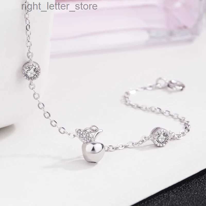 Chain Cute ladies 925 sterling silver bracelet zircon pendant bracelet girl charm jewelry chic silver bracelet birthday present bijoux YQ231208