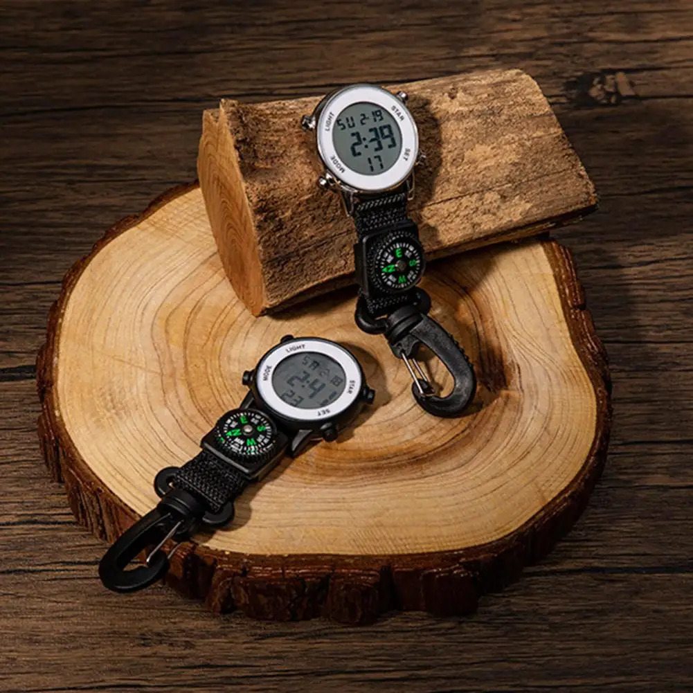 Pocket Watches Pocket Watch Multifunctional Quartz Movement Life Waterproof Accurate Compass Sports Hiking Carabiner Pocket Watch Vintage Clock 231207